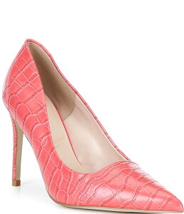 �f���[�������h�� ���f�B�[�X �V���[�Y �q�[�� �v�����g ���U�[ Dune London Assured Croco Print Leather Pointed Toe Stiletto Pumps Coral �R�[����