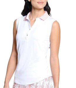 �X�|�b�g�n�[���[ ���f�B�[�X �g�b�v�X �V���c V�l�b�N �m�[�X���[�u Sport Haley Anya Stripe Collar V-Neck Sleeveless Polo Top White �z���C�g