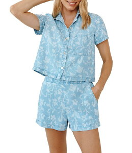 �x���_�[�� ���f�B�[�X �g�b�v�X �V���c �{�^���_�E�� �t�����[�� �v�����g �_�E�� �t�����[ Bella Dahl Floral Print Spread Collar Long Sleeve Button Down Shirt Vintage Fleur Denim �f�j��