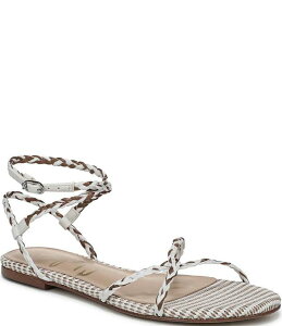 �T���G�f���}�� ���f�B�[�X �V���[�Y �T���_�� Sam Edelman Ellina Braided Raffia Patterned Strappy Flat Sandals Ivory Taupe Multi �A�C�{���[