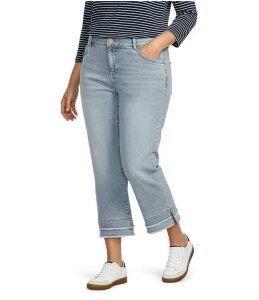 �f���N���V�[ ���f�B�[�X �{�g���X �f�j���p���c �v���X�T�C�Y �W�[���Y Democracy Plusize AbsolutionR Kick Flare Double Layer Fray Hem Jeans Light Blue �u���[