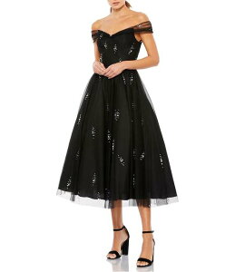 �}�b�N�_�K�� ���f�B�[�X �g�b�v�X �����s�[�X A ���C�� �v�` Mac Duggal Petite Pearl Embellished Off-The-Shoulder A-Line Dress Black �u���b�N