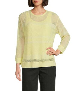 �E�G�X�g�o�E���h ���f�B�[�X �g�b�v�X �V���c �N���[�l�b�N ���u Westbound Crochet 3/4 Sleeve Crew Neck Ribbed Top Lemon Merenge