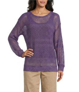 �E�G�X�g�o�E���h ���f�B�[�X �g�b�v�X �V���c �N���[�l�b�N ���u Westbound Crochet 3/4 Sleeve Crew Neck Ribbed Top Mystical Purple �p�[�v��
