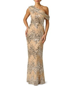 �A�h���A�i �p�y�� ���f�B�[�X �g�b�v�X �����s�[�X�p���R�[�� Adrianna Evening by Adrianna Papell Stretch Sequin Long One Shoulder Dressilver Nude �V���o�[