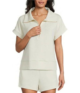 �g�b�~�[�o�n�} ���f�B�[�X �g�b�v�X �V���c �n�[�t�W�b�v �X�L���[�o �_�E�� Tommy Bahama Coordinating Scuba Palm Voyage Foldown Collar Short Sleeve Half Zip Top Bleached Sand �T���h