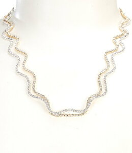 �Z�U���k ���f�B�[�X �A�N�Z�T���[ �l�b�N���X�E�`���[�J�[ ���[�X Cezanne Wavy Rhinestone Collar Necklace Setwo Tone