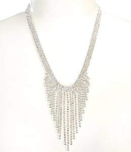 �Z�U���k ���f�B�[�X �A�N�Z�T���[ �l�b�N���X�E�`���[�J�[ ���[�X �t�����W Cezanne Baby Fringe Statement Necklace Silver/Crystal �V���o�[