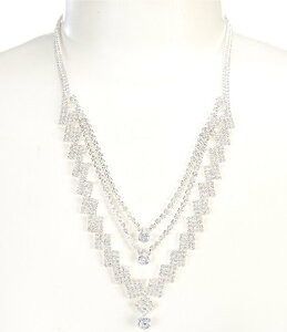 �Z�U���k ���f�B�[�X �A�N�Z�T���[ �l�b�N���X�E�`���[�J�[ ���[�X Cezanne Multi Row Mix Crystal Short Multi Strand Necklace Silver/Crystal �V���o�[