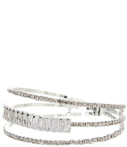 �Z�U���k ���f�B�[�X �A�N�Z�T���[ �u���X���b�g�E�o���O���E�A���N���b�g Cezanne Multi Row Baguette Center Bangle Bracelet Silver/Crystal �V���o�[