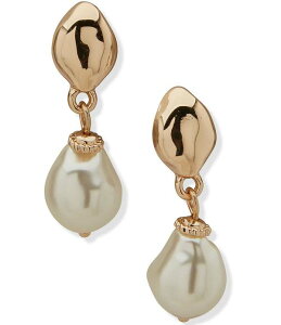 �A���N���C�� ���f�B�[�X �A�N�Z�T���[ �s�A�X�E�C�������O Anne Klein Gold Tone Hammered Baroque Pearl Drop Earrings White/Gold �z���C�g