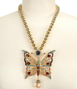 �i�^�[�V�� �A�N�Z�T���[ ���f�B�[�X �l�b�N���X�E�`���[�J�[ ���[�X Natashaccessories Butterfly Crystal Beaded Short Pendant Necklace Gold/Multi �S�[���h