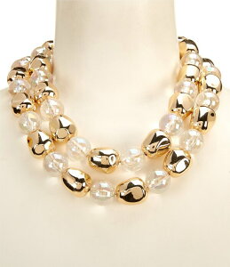 �i�^�[�V�� �A�N�Z�T���[ ���f�B�[�X �l�b�N���X�E�`���[�J�[ ���[�X Natashaccessories Lucite Metal Ball Short Multi Strand Necklace Gold �S�[���h