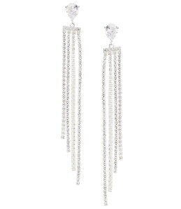 �Z�U���k ���f�B�[�X �A�N�Z�T���[ �s�A�X�E�C�������O Cezanne Teardrop Graduating Rhinestone Chain Drop Earringsilver/CZ �V���o�[