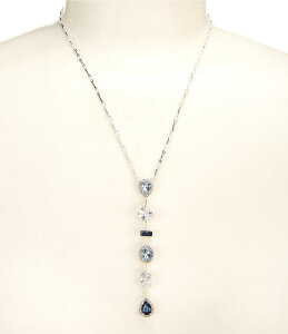 �Z�U���k ���f�B�[�X �A�N�Z�T���[ �l�b�N���X�E�`���[�J�[ ���[�X Cezanne Blue Multi Stone Linear Short Strand Y Necklace Silver/Light Denim �f�j��