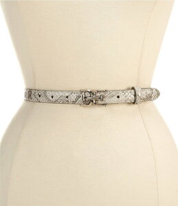 �T���G�f���}�� ���f�B�[�X �A�N�Z�T���[ �x���g �v�����g ���U�[ ���S Sam Edelman 0.75 Feather Edge Python Printed Leather Logo Belt Grey/White �z���C�g