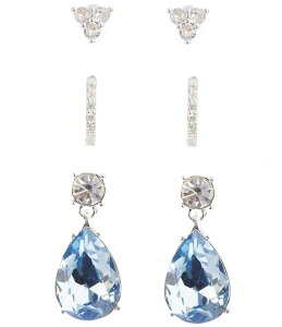 �Z�U���k ���f�B�[�X �A�N�Z�T���[ �s�A�X�E�C�������O �f�j�� Cezanne Crystal CZ & Light Denim Stone Multi Earring Trio Set Silver/Light Denim �f�j��