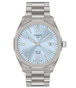 �e�B�\�b�g ���f�B�[�X �A�N�Z�T���[ �r���v T�V���c Tissot Men's PRC 100 Solar Classicontemporary Collection Quartz Analog 316L Stainlessteel Bracelet Watch Silver/Ice Blue �u���[