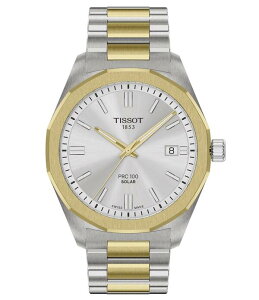�e�B�\�b�g ���f�B�[�X �A�N�Z�T���[ �r���v T�V���c Tissot Men's PRC 100 Solar Classicontemporary Collection Quartz Analog 316L Stainlessteel Bracelet Watch Two Tone/Silver �V���o�[