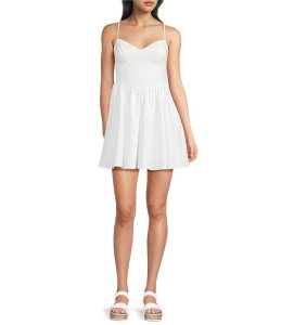 �V�e�B���@�C�u ���f�B�[�X �g�b�v�X �����s�[�X V�l�b�N ���[�X City Vibe V-Neck Corset Lace Up Back Dress White �z���C�g