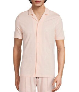 �����m �����Y �g�b�v�X �V���c �X�����t�B�b�g �R�[�g �h�J Murano Palm Springs Collection Slim Fit Embroidered Short Sleeve Coatfront Shirt Light Peach �s�[�`