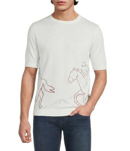 �����m �����Y �g�b�v�X �V���c �Z�[�^�[ �_�[�r�[ Murano Corsa Di Cavalli Derby Collection Short Sleeve Jacquard Sweater Shirt Soft White �z���C�g