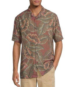 ���E���h�g�D���[�A���h���[�N �����Y �g�b�v�X �V���c �t�����[�� �t�����[ Roundtree & Yorke Short Sleeve Large Floral Polynosicamp Sport Shirt Brown �u���E��