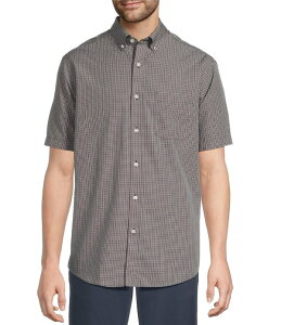 ���E���h�g�D���[�A���h���[�N �����Y �g�b�v�X �V���c �~�j Gold Label Roundtree & Yorke Full Fit Non-Iron Short Sleeve Mini Plaid Poplin Sport Shirt Deep Blue �u���[