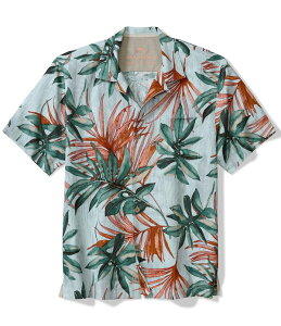 �g�b�~�[�o�n�} �����Y �g�b�v�X �V���c �v�����g�[�� �V���N Tommy Bahama Big & Tall Tidal Fronds Topical Print Silk Short Sleeve Woven Camp Shirt Pale Opal