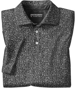 �W�����X�g���A���h�}�[�t�B�[ �����Y �g�b�v�X �V���c �v�����g Johnston & Murphy Gameday XC4 Multi Sport Print Short Sleeve Polo Shirt Black �u���b�N