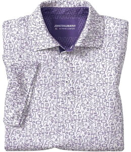 �W�����X�g���A���h�}�[�t�B�[ �����Y �g�b�v�X �V���c �v�����g Johnston & Murphy Gameday XC4 Multi Sport Print Short Sleeve Polo Shirt Purple �p�[�v��