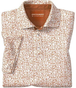 �W�����X�g���A���h�}�[�t�B�[ �����Y �g�b�v�X �V���c �v�����g Johnston & Murphy Gameday XC4 Multi Sport Print Short Sleeve Polo Shirt Rust ���X�g