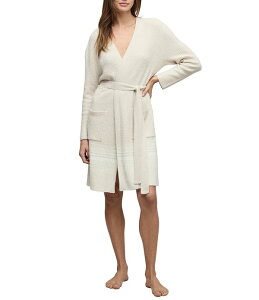 �x�A�t�b�g�h���[���X ���f�B�[�X �A���_�[�E�F�A �i�C�g�E�F�A V�l�b�N ���u Barefoot Dreams CozyChic LiteR Long Sleeve V-Neck Stripe Ribbed Short Robe Sandune/Pearl �p�[��