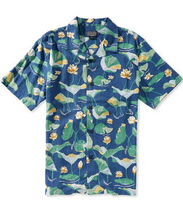 �y���h���g�� �����Y �g�b�v�X �V���c �v�����g ���l�� Pendleton Aloha Linen Lily Pad Print Short Sleeve Woven Camp Shirt Lily Pad Blue �u���[