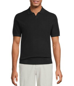 ���E���h�g�D���[�A���h���[�N �����Y �A�E�^�[ �j�b�g�E�Z�[�^�[ �V���c Roundtree & Yorke Short Sleeve Solid Textured Johnny Collar Knit Shirt Black �u���b�N