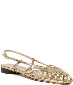 ���t���[ �����_�� ���f�B�[�X �V���[�Y �T���_�� �g�[�� ���U�[ Loefflerandall Devon Metallic Leather Caged Toe Flats Gold �S�[���h