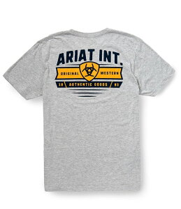 �A���A�g �����Y �g�b�v�X �V���c Ariat Short Sleeve Banner Badge T-Shirt Heather Grey �O���[