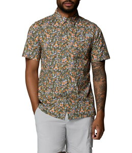 �R�����r�A �����Y �g�b�v�X �V���c �v�����g Columbia PFG Wild Castropica Print Short Sleeve Woven Shirt Cypress Tropica