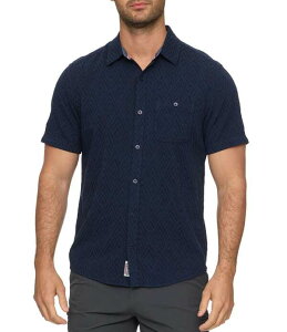 �t���b�O �A���h �A���Z�� �����Y �g�b�v�X �V���c Flag and Anthem Faywood Short Sleeve Textured Jacquard Woven Shirt Navy �l�C�r�[