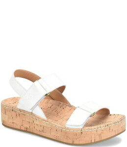 �{�[�� ���f�B�[�X �V���[�Y �T���_�� �v���b�g�t�H�[�� ���U�[ Born Sloan Leather Platform Wedge Sandals White �z���C�g