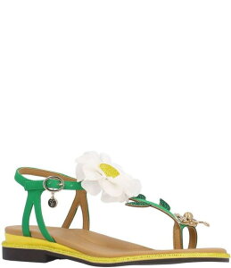 �W�F�C���j�[ ���f�B�[�X �V���[�Y �T���_�� J. Renee Dazee Daisy and Bee T-Strap Toe Loop Flat Sandals Green/White/Yellow �z���C�g
