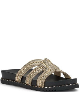 �W�F�V�J�V���v�\�� ���f�B�[�X �V���[�Y �T���_�� Jessica Simpson Colyve Rhinestone Studded Slide Sandals Light Gold �S�[���h