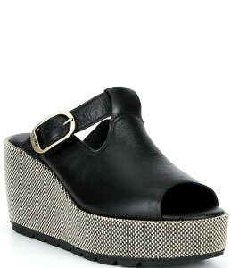 �\���� ���f�B�[�X �V���[�Y �T���_�� �v���b�g�t�H�[�� ���U�[ Sorel Sunpeak Leather Slide Raffia Wedge Platform Sandals Black/Natural �u���b�N