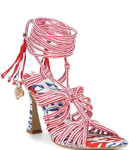 �W�����r�j ���f�B�[�X �V���[�Y �q�[�� �v�����g �T���_�� �A���N�� Gianni Bini Haiku Striped Tassel Ankle Wraprintedressandals White/Red �z���C�g