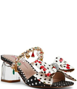 �x�b�c�B�W�����\�� ���f�B�[�X �V���[�Y �T���_�� �h�b�g�� �h�b�g �v�����g Betsey Johnson Kayleen Polka Dot Print Charm and Bow Embellishedressandals Black Multi �u���b�N