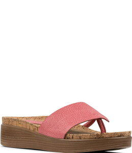 �h�i���h�v���l�[�� ���f�B�[�X �V���[�Y �T���_�� ���U�[ Donald Pliner Fifi Leather Wedge Thong Sandals Pink �s���N