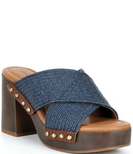 ���b�L�[�u�����h ���f�B�[�X �V���[�Y �T���_�� �q�[�� Lucky Brand Casyna Crosstrap Studded Heel Slide Sandals Navy �l�C�r�[