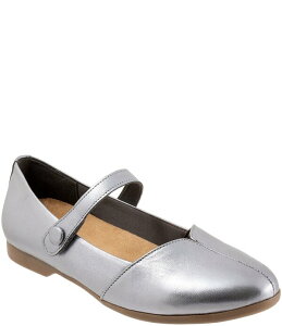 �g���b�^�[�Y ���f�B�[�X �V���[�Y �p���v�X ���U�[ Trotters Irene Leather Mary Jane Flats Pewter �s���[�^�[