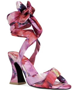 �A�U���A ���� ���f�B�[�X �V���[�Y �q�[�� �v�����g �T���_�� �A���N�� Azalea Wang Lulabelle Watercolor Print Hardware Ankle Tie Dressandals Purple �p�[�v��