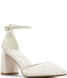 �A���h ���f�B�[�X �V���[�Y �q�[�� ���b�V�� �A���N�� ALDO Jan Pearl Mesh Ankle Strap Block Heel Pumpsoft White �z���C�g